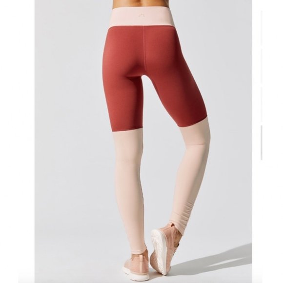 Varley Swathmore Colorblock Leggings Size XXS Red Pink Ruched Hem - Picture 3 of 11